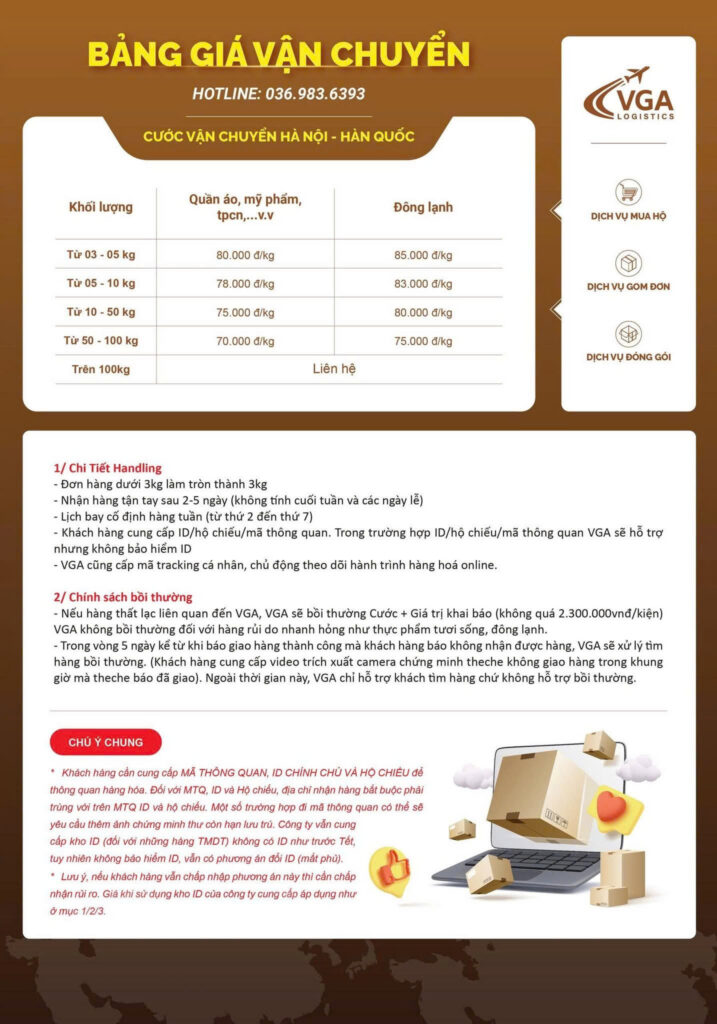 dịch vụ vận chuyển Việt Hàn